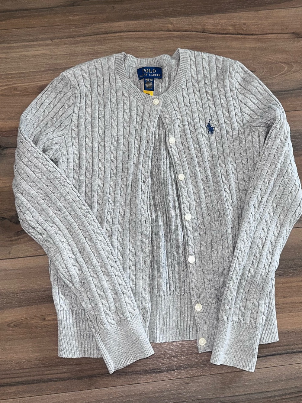 Polo by Ralph Lauren Men’s Heather Gray Cable-Knit Cardigan